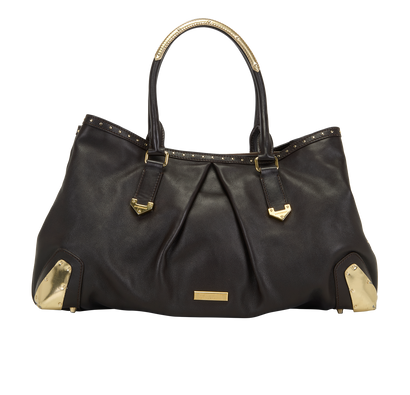 Studded Tote, &pound;175, Handbags, Black, Leather, Front view